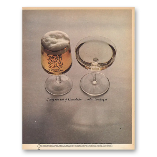 1963 Lowenbrau Beer Out of Lowenbrau Order Champagne Vintage Magazine Print Ad