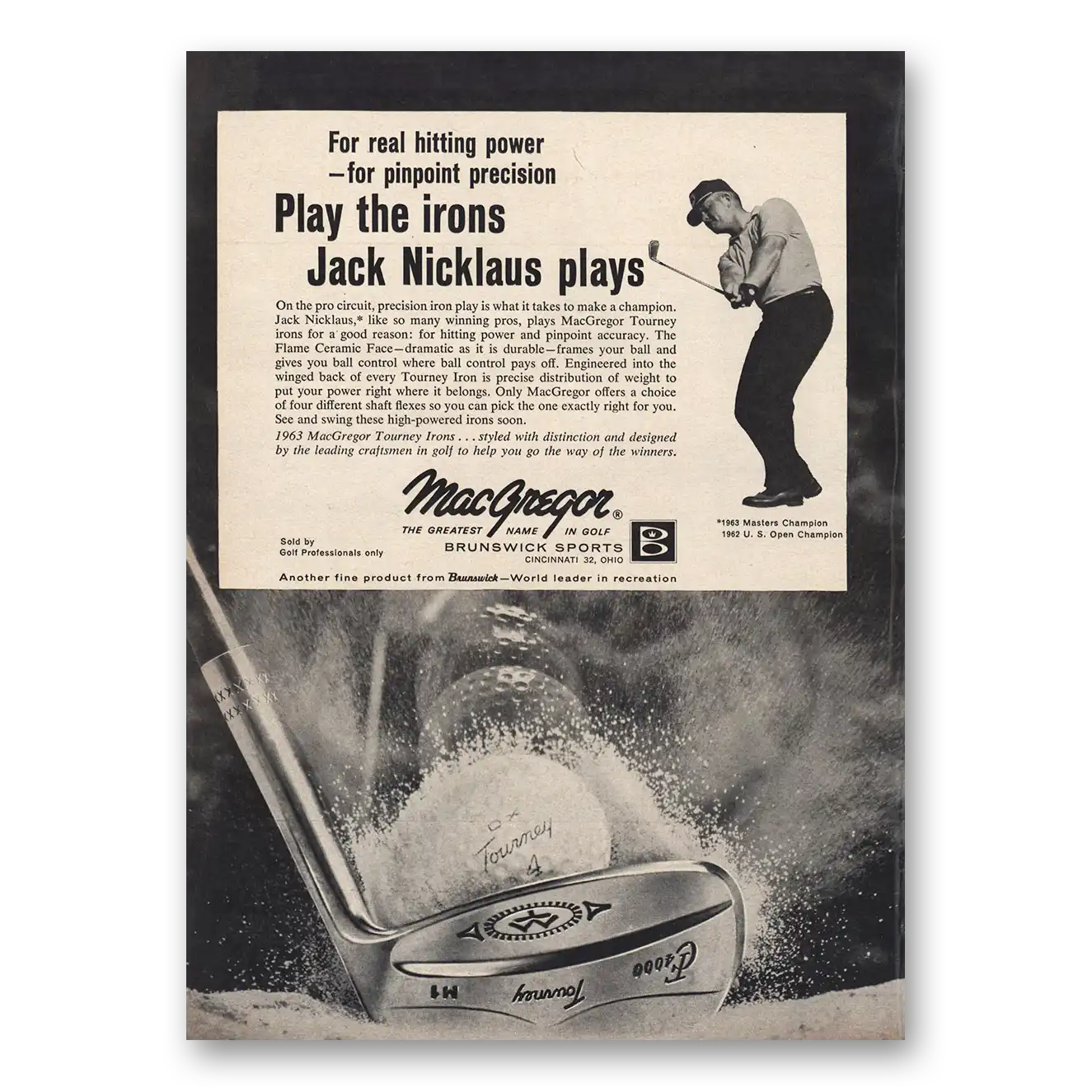 1963 MacGregor Irons Play the Irons Jack Nicklaus Plays Vintage Magazine Print Ad