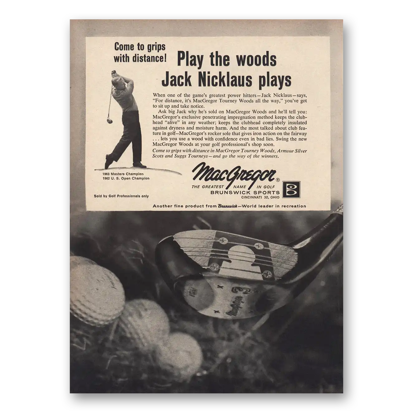 1963 MacGregor Woods Play the Woods Jack Nicklaus Plays Vintage Magazine Print Ad