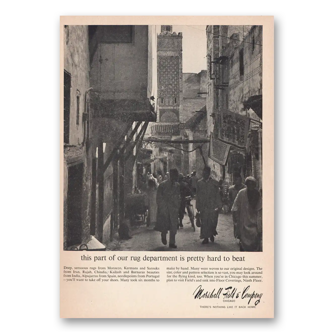 1963 Marshall Field Part of Rug Department Pretty Hard to Beat Vintage Magazine Print Ad