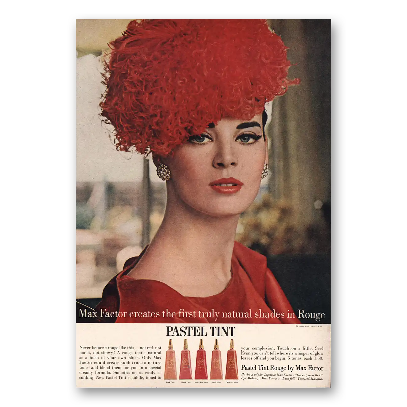 1963 Max Factor Pastel Tint Vintage Magazine Print Ad