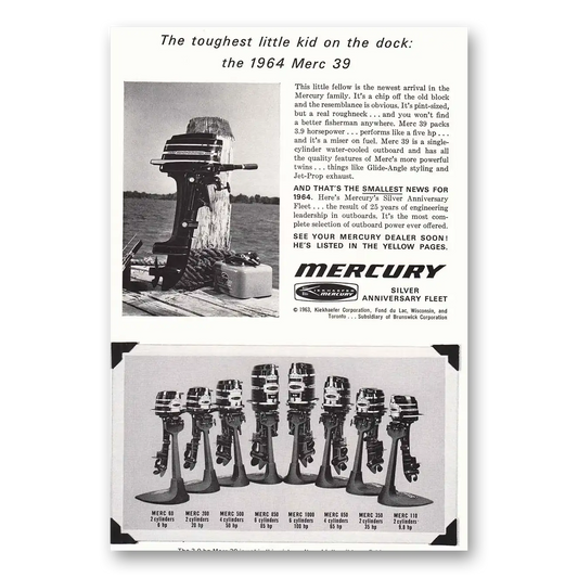 1963 Merc Outboards Merc 39 Toughest Little Kid Vintage Magazine Print Ad