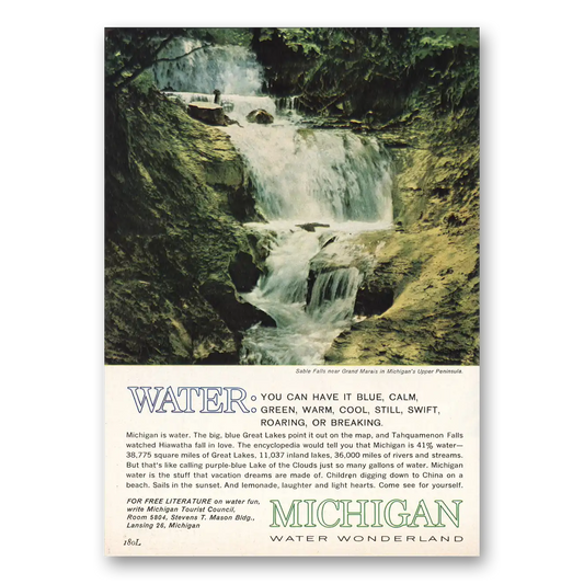 1963 Michigan Water You Can Have It Blue Calm Vintage Magazine Print Ad