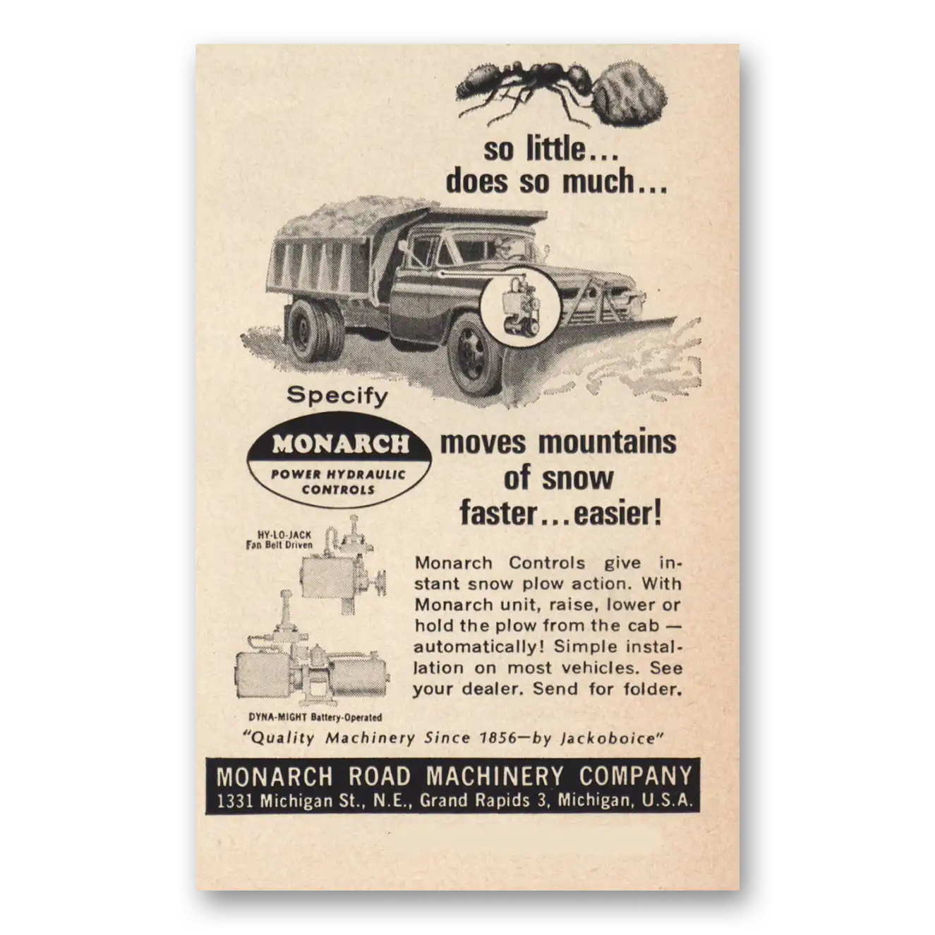 1963 Monarch Road Machinery So Little Does So Much Vintage Magazine Print Ad