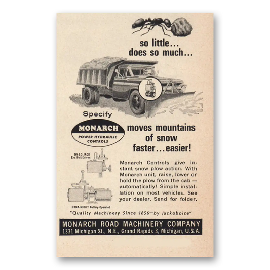 1963 Monarch Road Machinery So Little Does So Much Vintage Magazine Print Ad