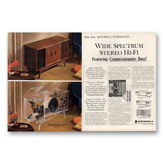 1963 Motorola Stereo Wide Spectrum Stereo Hi Fi Vintage Magazine Print Ad