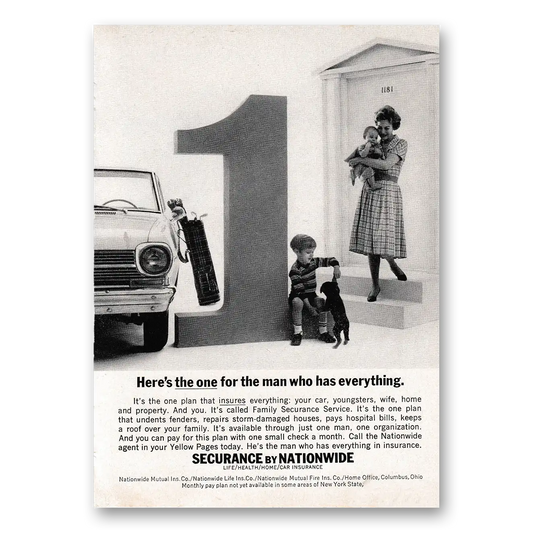 1963 Nationwide Insurance For the Man Who Has Everything Vintage Magazine Print Ad