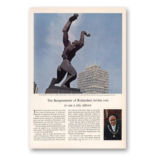 1963 Netherlands Burgemeester of Rotterdam Vintage Magazine Print Ad