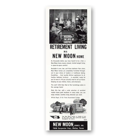 1963 New Moon Homes Retirement Living Vintage Magazine Print Ad