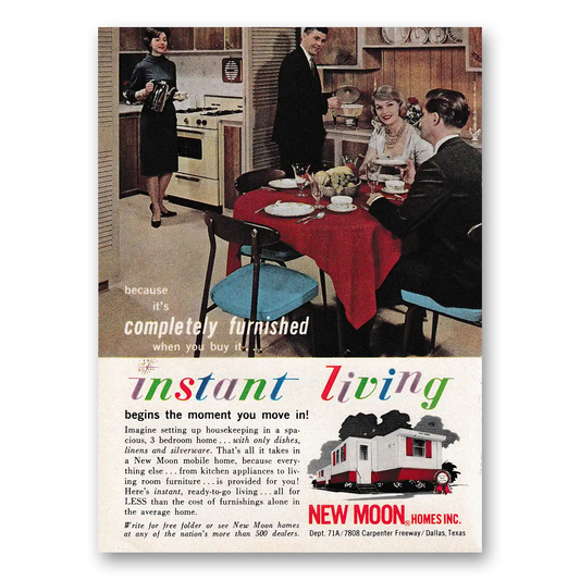 1963 New Moon Homes Completely Furnished Vintage Magazine Print Ad