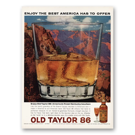1963 Old Taylor Bourbon Whiskey Grand Canyon Vintage Magazine Print Ad