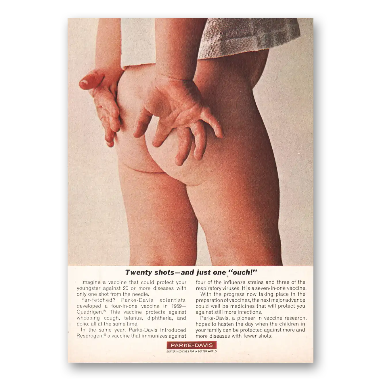 1963 Parke-Davis Twenty Shots One Ouch Vintage Magazine Print Ad