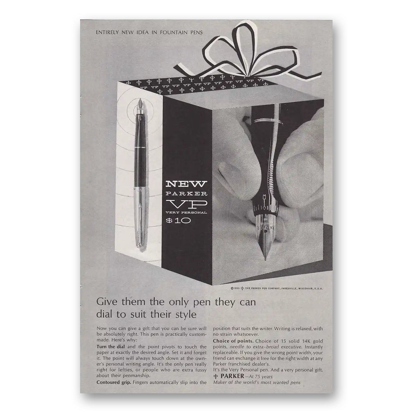 1963 Parker VP Pen Dial to Suit Vintage Magazine Print Ad