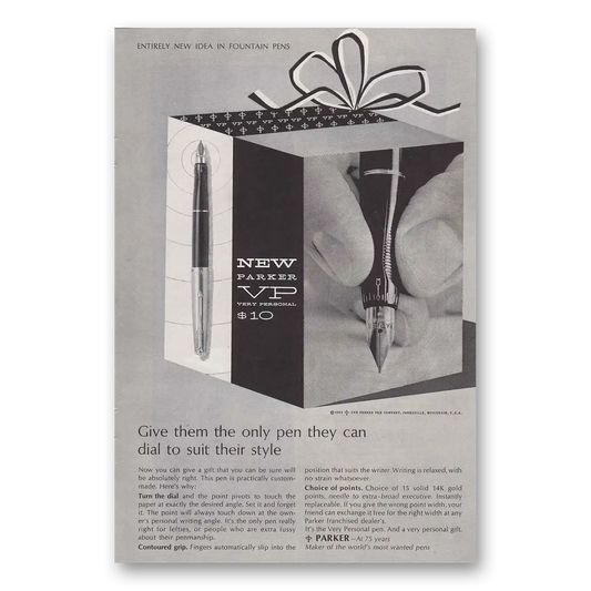 1963 Parker VP Pen Dial to Suit Vintage Magazine Print Ad