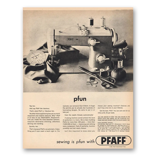 1963 Pfaff Sewing Machines Pfun Say Fun Vintage Magazine Print Ad