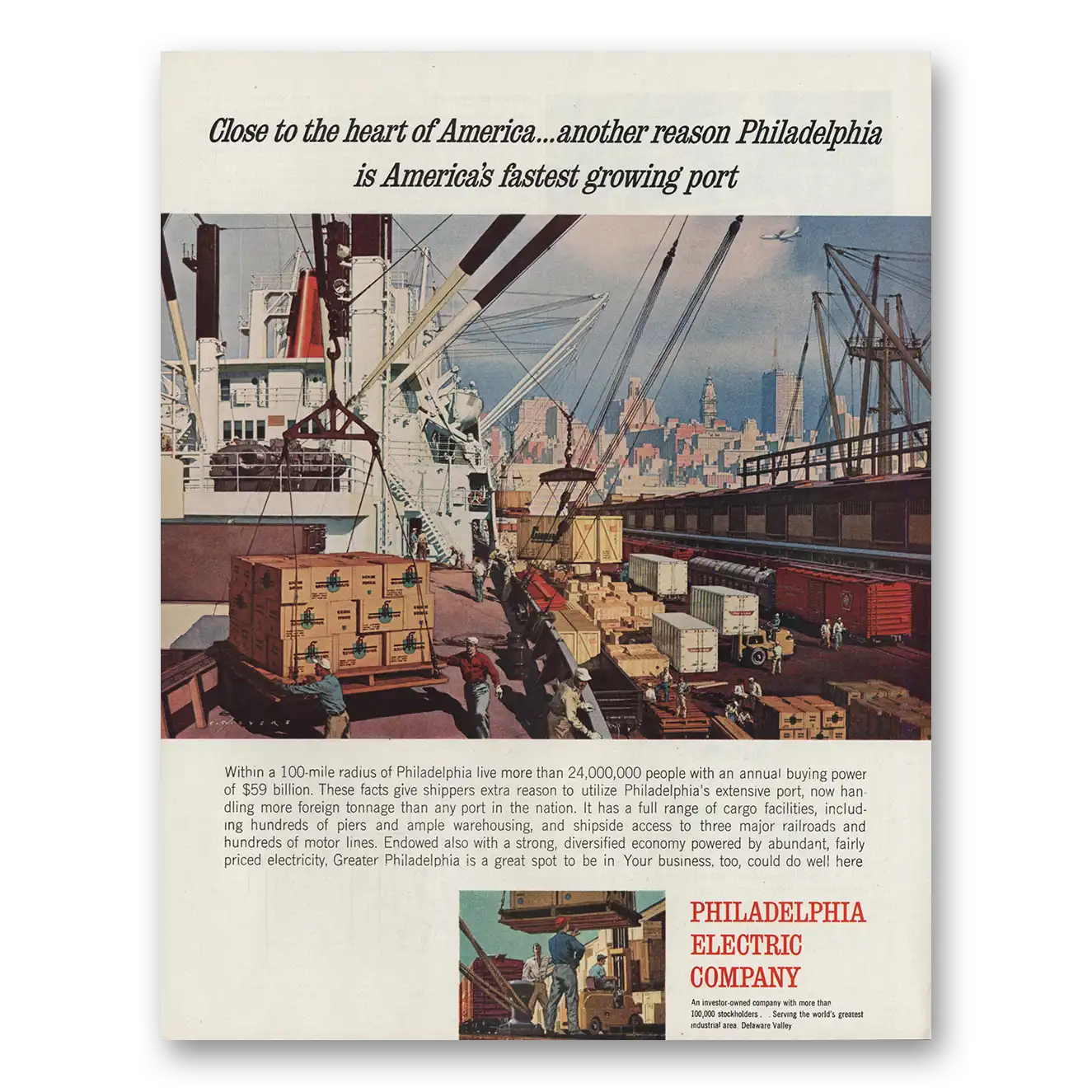 1963 Philadelphia Electric Heart of America Vintage Magazine Print Ad