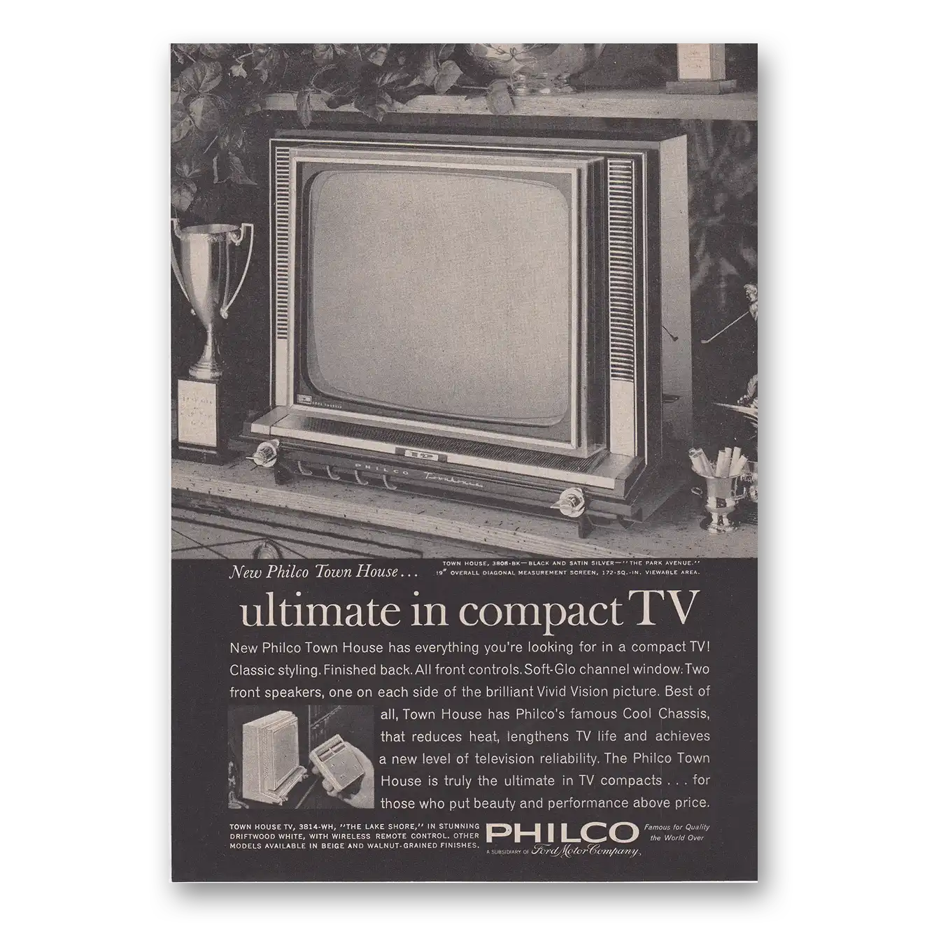 1963 Philco Television Ultimate In Compact TV Vintage Magazine Print Ad