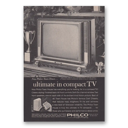 1963 Philco Television Ultimate In Compact TV Vintage Magazine Print Ad