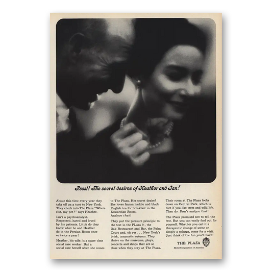 1963 Plaza Hotel Secret Desires of Heather and Jan Vintage Magazine Print Ad