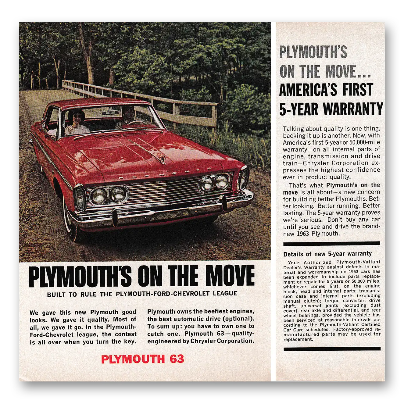 1962 Plymouth Built to Rule the Plymouth Ford Chevrolet League Vintage Magazine Print Ad