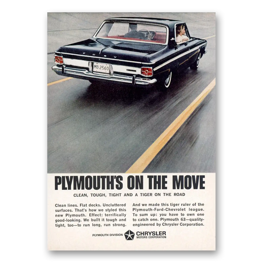 1962 Plymouth Plymouth's On the Move Vintage Magazine Print Ad