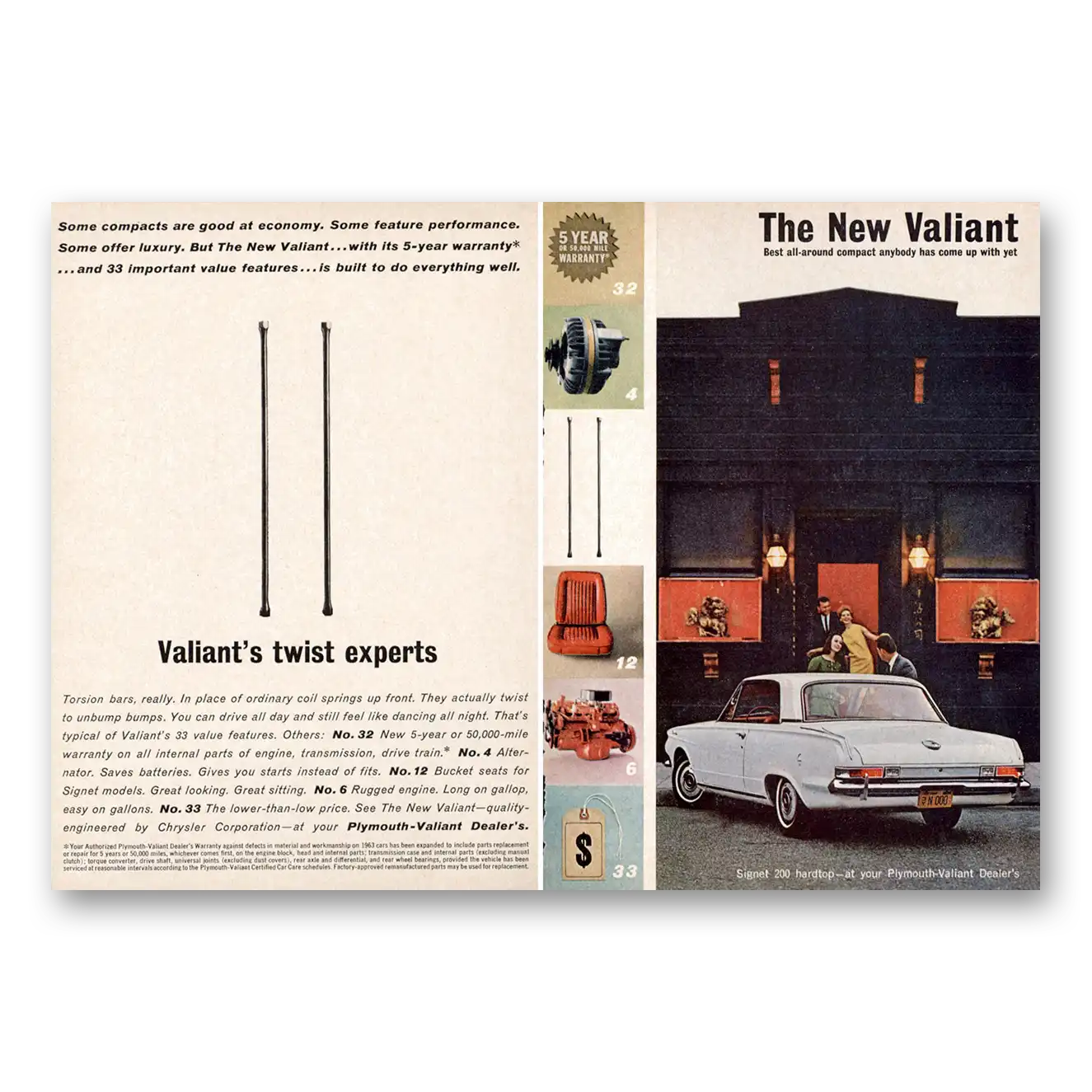 1963 Plymouth Valiant Twist Experts Vintage Magazine Print Ad