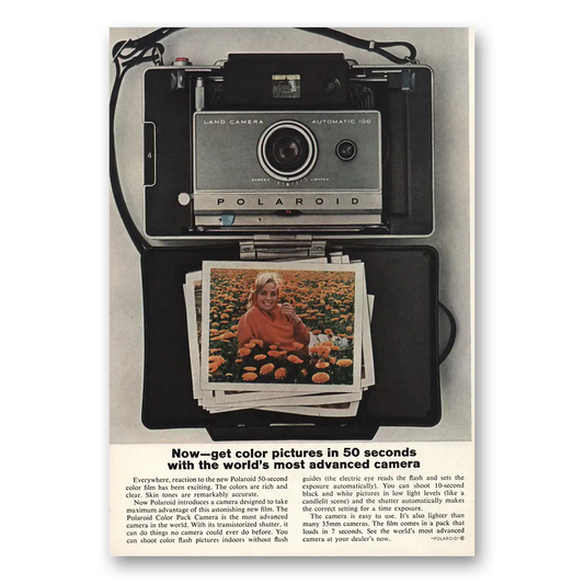 1963 Polaroid Color Pictures 50 Seconds Vintage Magazine Print Ad