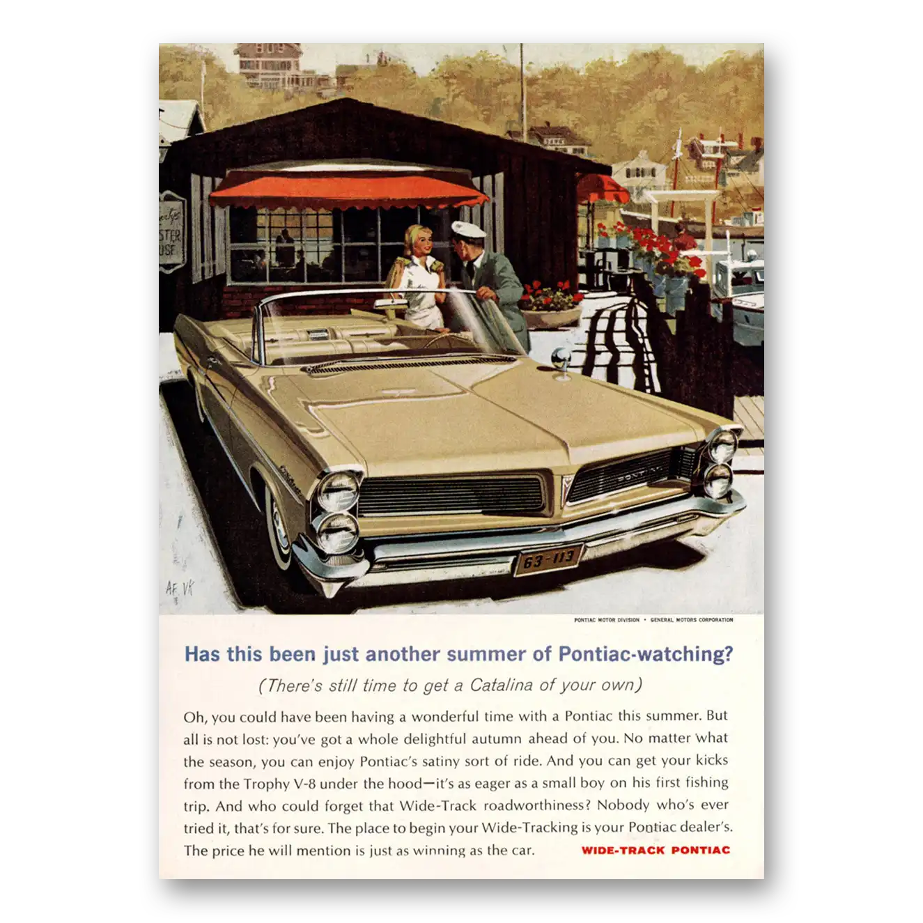 1963 Pontiac Catalina Another Summer of Pontiac Watching Vintage Magazine Print Ad