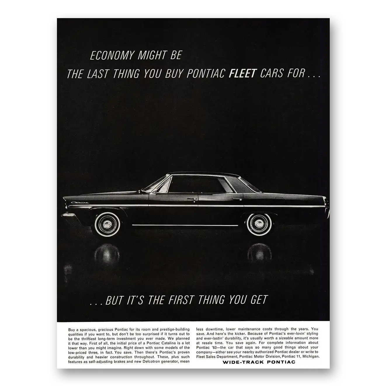 1963 Pontiac Wide Track Economy Might Be the Last Thing Vintage Magazine Print Ad