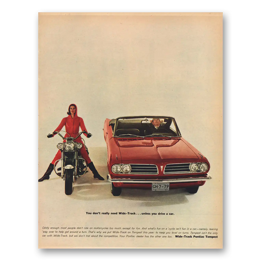 1963 Pontiac Tempest Don’t Really Need Wide Track Vintage Magazine Print Ad