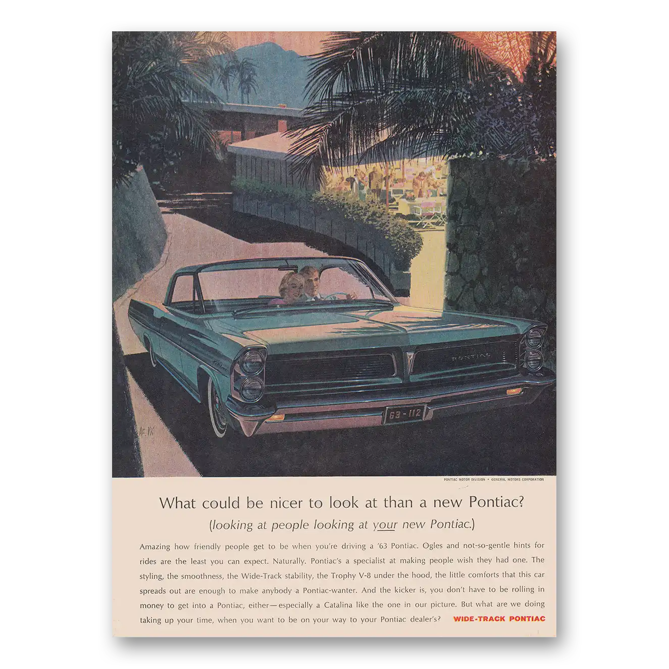 1963 Pontiac Wide Track What Could Be Nicer to Look At Vintage Magazine Print Ad