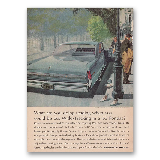 1963 Pontiac Wide Track What Are You Doing Reading Vintage Magazine Print Ad