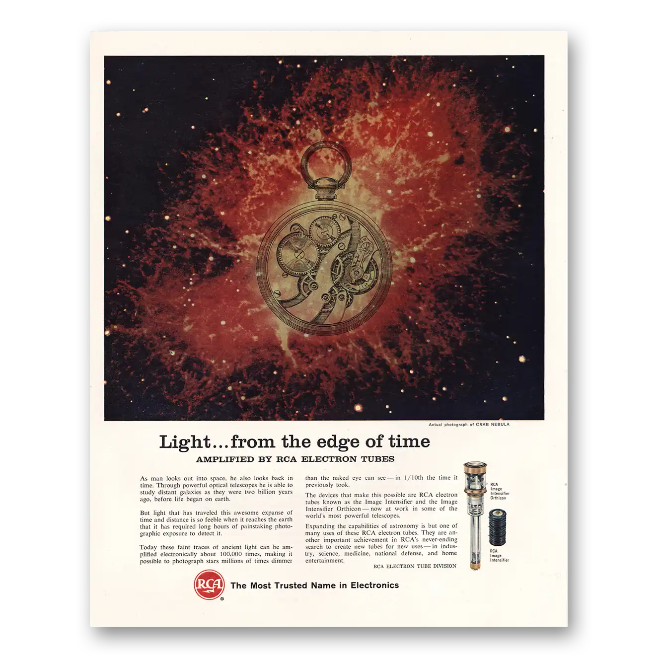 1963 RCA Television Electron Tubes Light From Edge of Time Vintage Magazine Print Ad