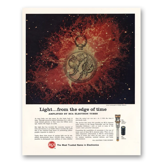 1963 RCA Television Electron Tubes Light From Edge of Time Vintage Magazine Print Ad