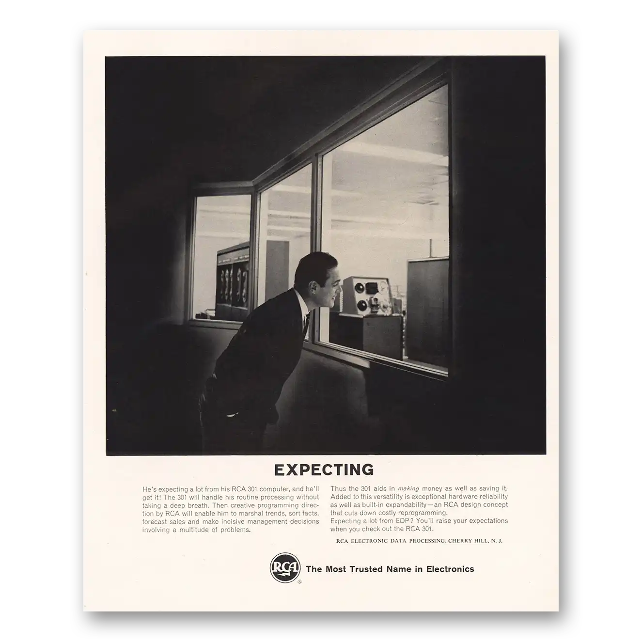 1963 RCA 301 Computer Expecting 301 Computer Vintage Magazine Print Ad