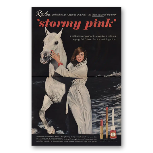 1963 Revlon Stormy Pink Killer Color of the Year Vintage Magazine Print Ad
