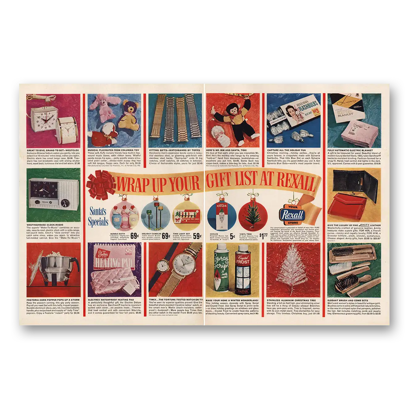 1963 Rexall Drug Stores Wrap Up Your Gift List Vintage Magazine Print Ad