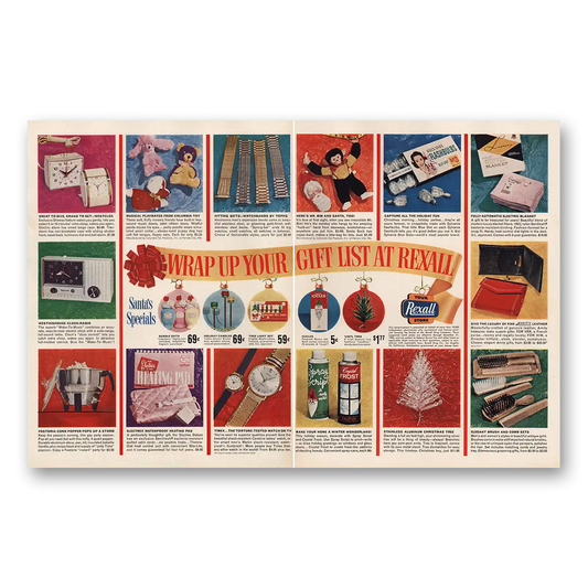 1963 Rexall Drug Stores Wrap Up Your Gift List Vintage Magazine Print Ad