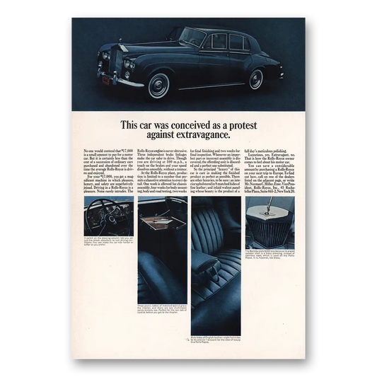 1963 Rolls Royce Conceived As Protest Against Extravagance Vintage Magazine Print Ad