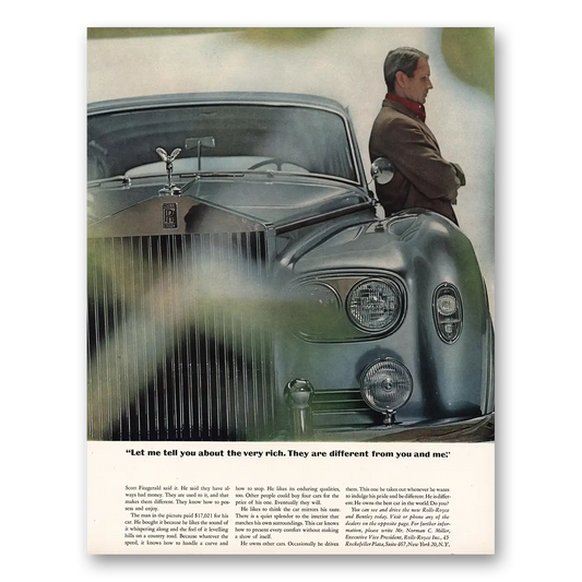 1963 Rolls Royce Let Me Tell You About the Very Rich Vintage Magazine Print Ad