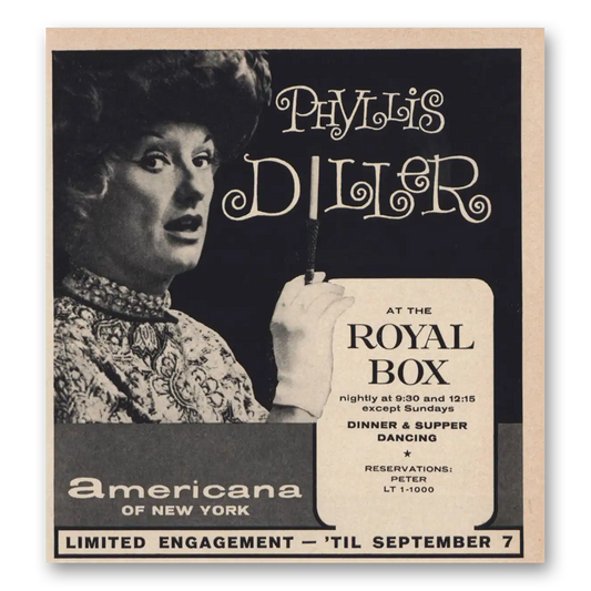 1963 Phyllis Diller Promo Dinner Supper Royal Box Vintage Magazine Print Ad