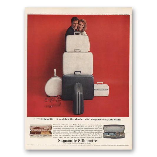 1963 Samsonite Luggage Slender Vital Elegance Vintage Magazine Print Ad