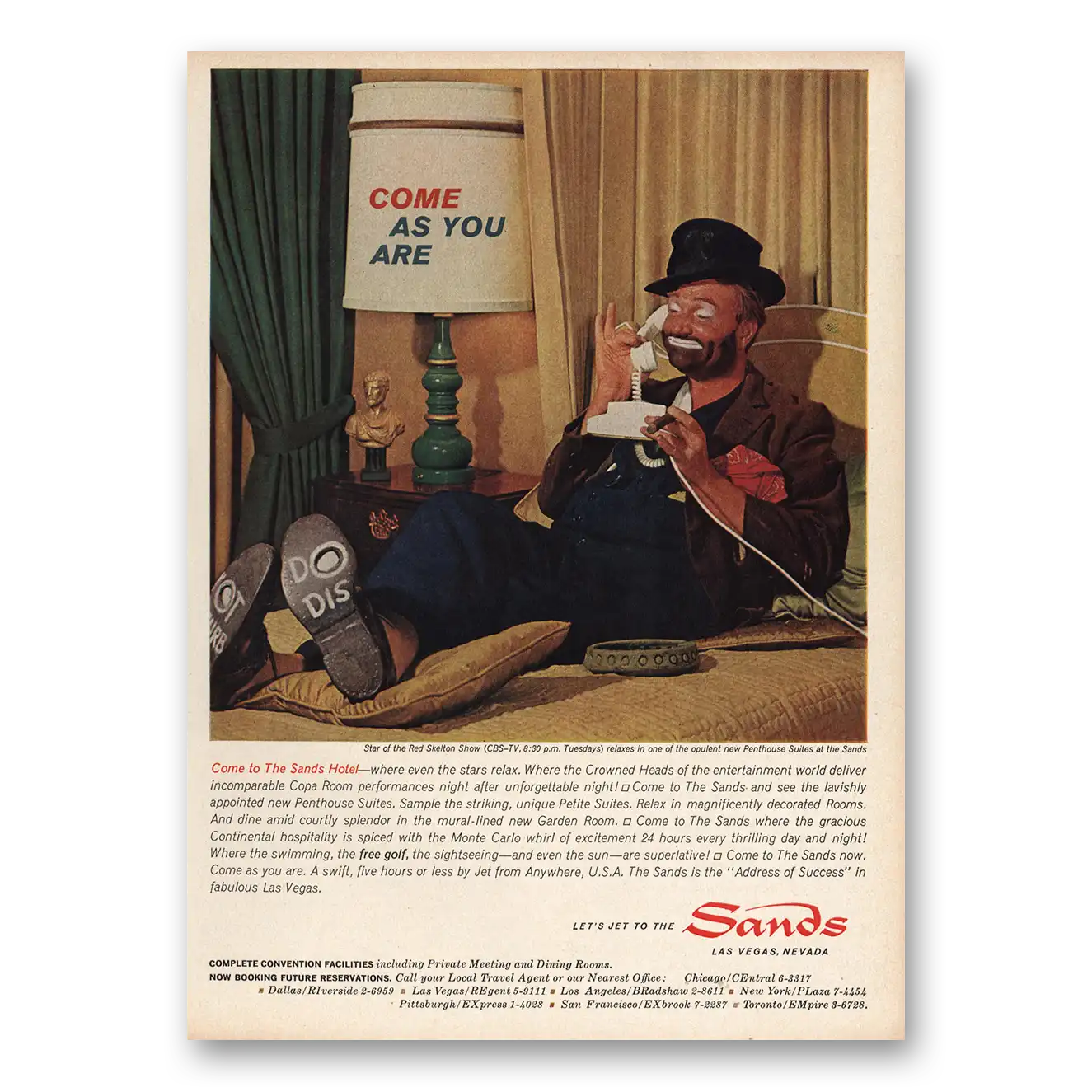 1963 Sands Hotel Las Vegas Red Skelton Vintage Magazine Print Ad