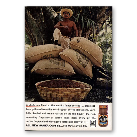 1963 Sanka Coffee Whole New Blend Vintage Magazine Print Ad