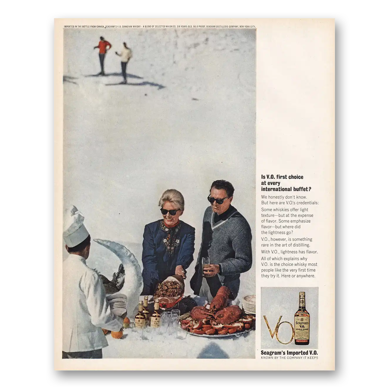 1963 Seagrams VO Whisky International Buffet Vintage Magazine Print Ad