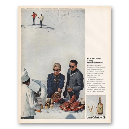 1963 Seagrams VO Whisky International Buffet Vintage Magazine Print Ad