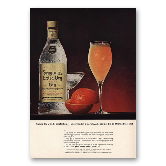 1963 Seagrams Extra Dry Gin Orange Blossom Vintage Magazine Print Ad