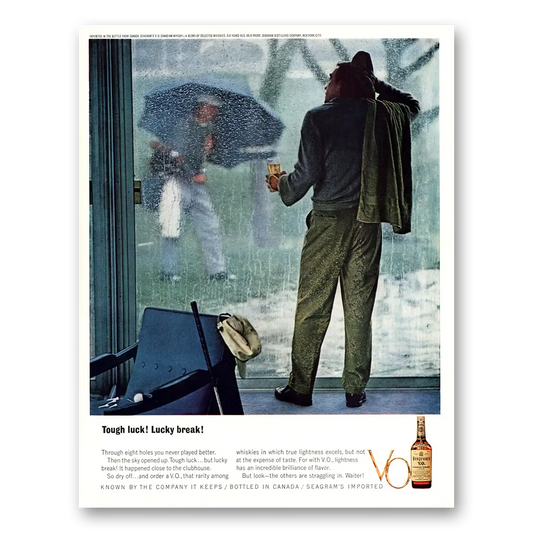 1963 Seagrams VO Whisky Tough Luck Lucky Break Vintage Magazine Print Ad