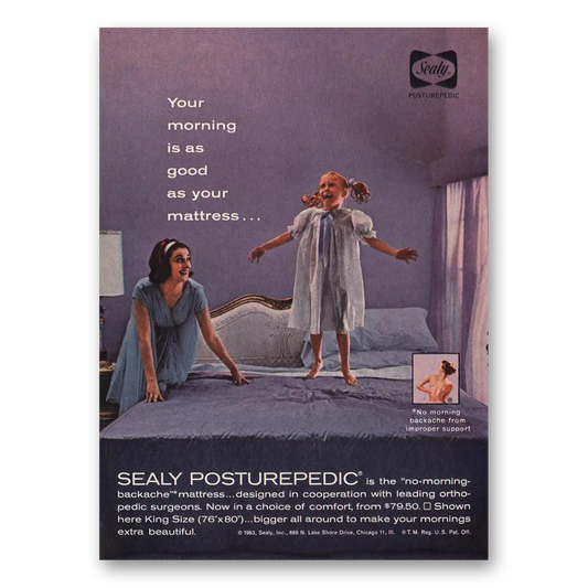 1963 Sealy Posturepedic Mattress Your Morning Is As Good As Your Mattress Vintage Magazine Print Ad