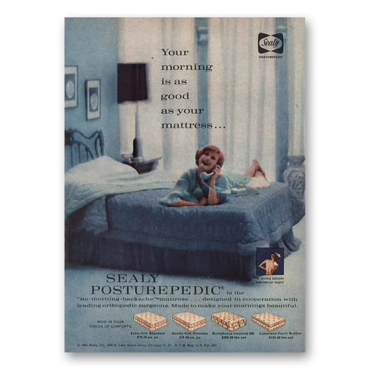 1963 Sealy Posturepedic Mattress Morning Is As Good As Mattress Vintage Magazine Print Ad